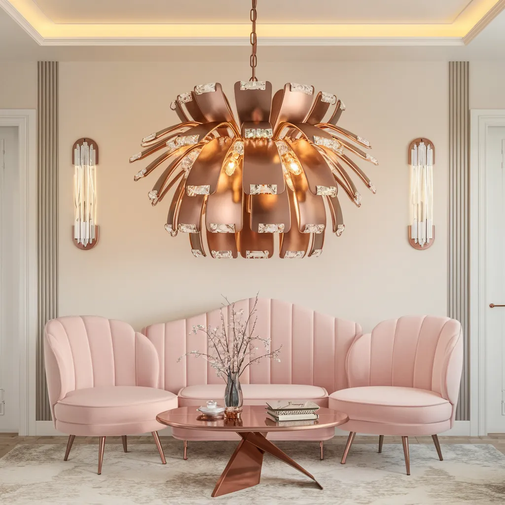 From Glam to Minimal: Chandelier Designs You’ll Fall in Love With 2 Radiant Bloom Rose Gold Chandelier