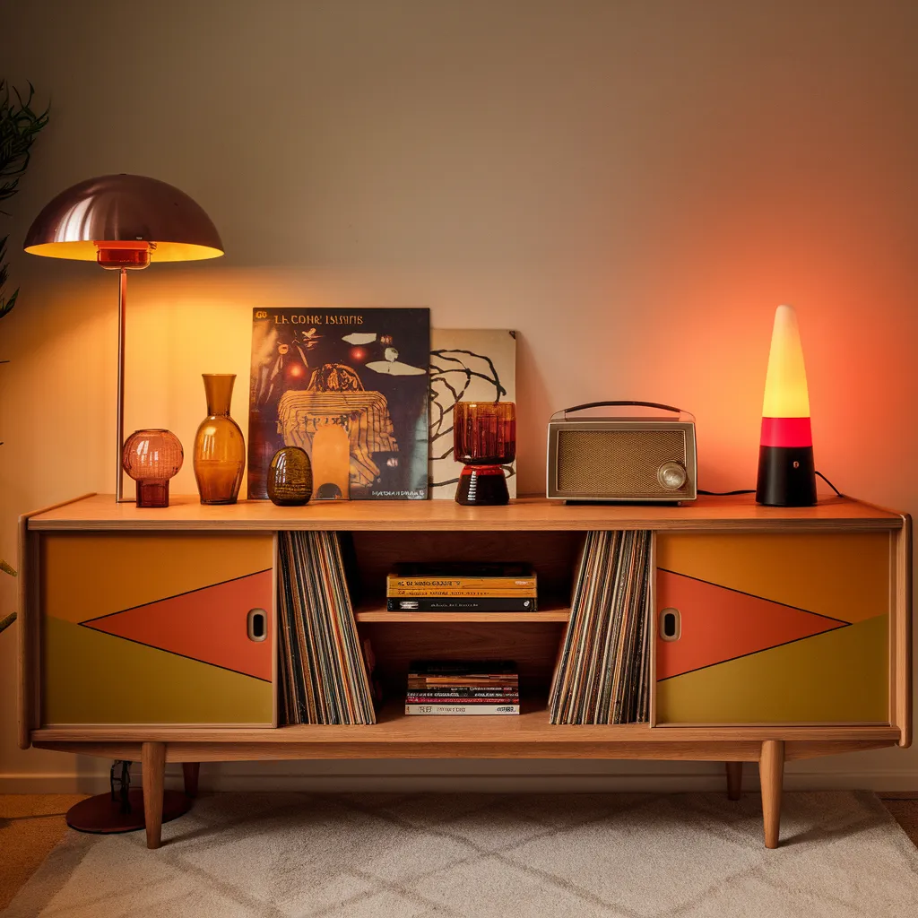 The Ultimate Guide to Shelf Decor Ideas for Small and Large Spaces 7 Retro 70s Shelf Console Decor