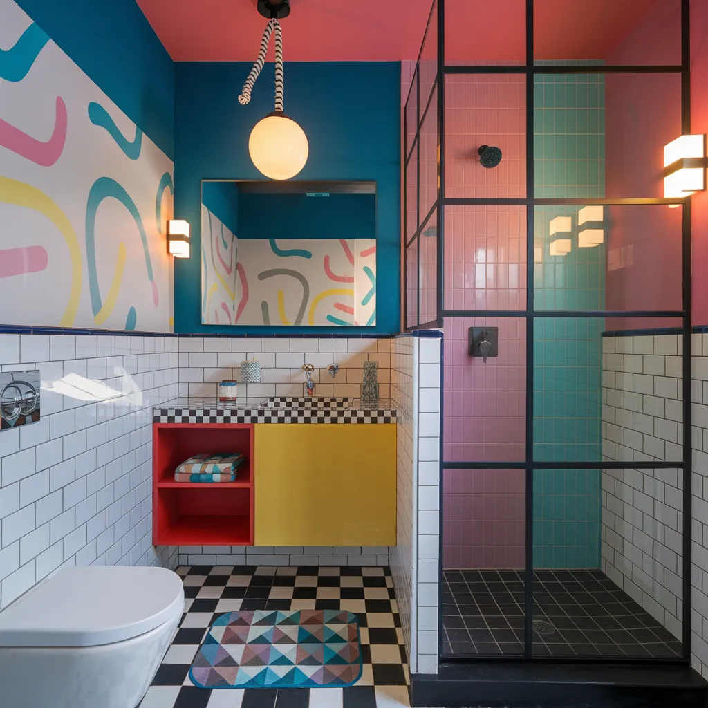 20 Small Funky Bathroom Ideas That Will Make You Rethink Your Space 7 Retro Pop Splash Bathroom