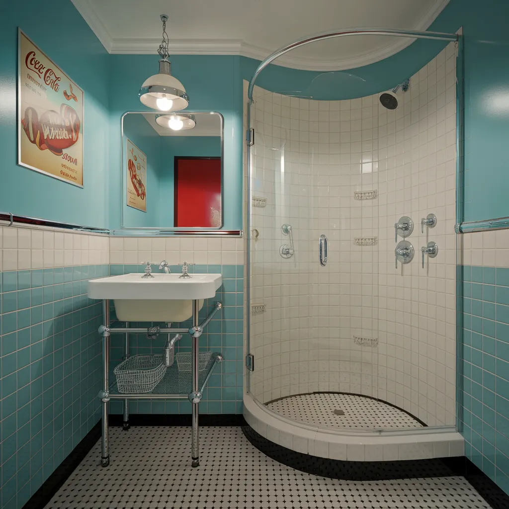20 Small Funky Bathroom Ideas That Will Make You Rethink Your Space 14 Retro Soda Shop Bathroom