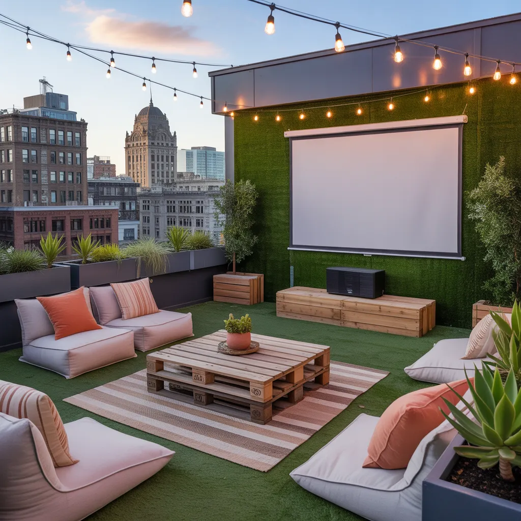 Rooftop Cinema Terrace with City Views