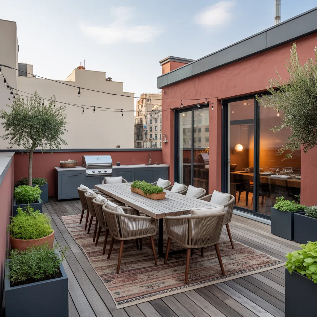 Rooftop Dining Terrace with Outdoor Kitchen