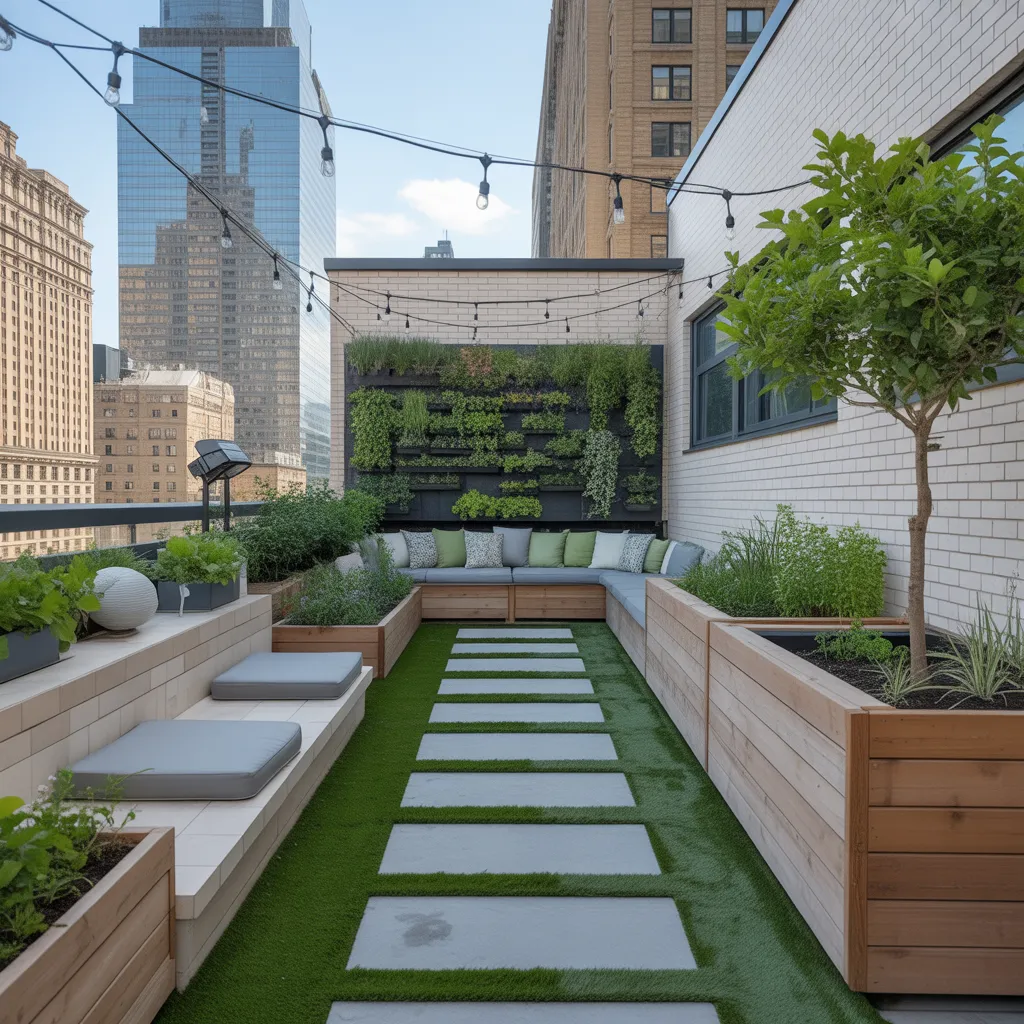 Rooftop Garden Oasis with Vertical Greenery