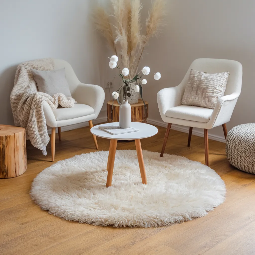 Rugs in Living Room Designs That Instantly Upgrade Your Space 27 Round Fluffy Rug in Living Room