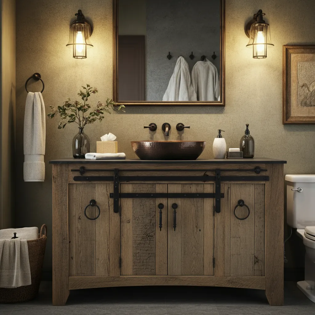 24 Bathroom Vanity Ideas So Beautiful, You’ll Want to Remodel Today 18 Rustic Barnwood Vanity Cozy Feel
