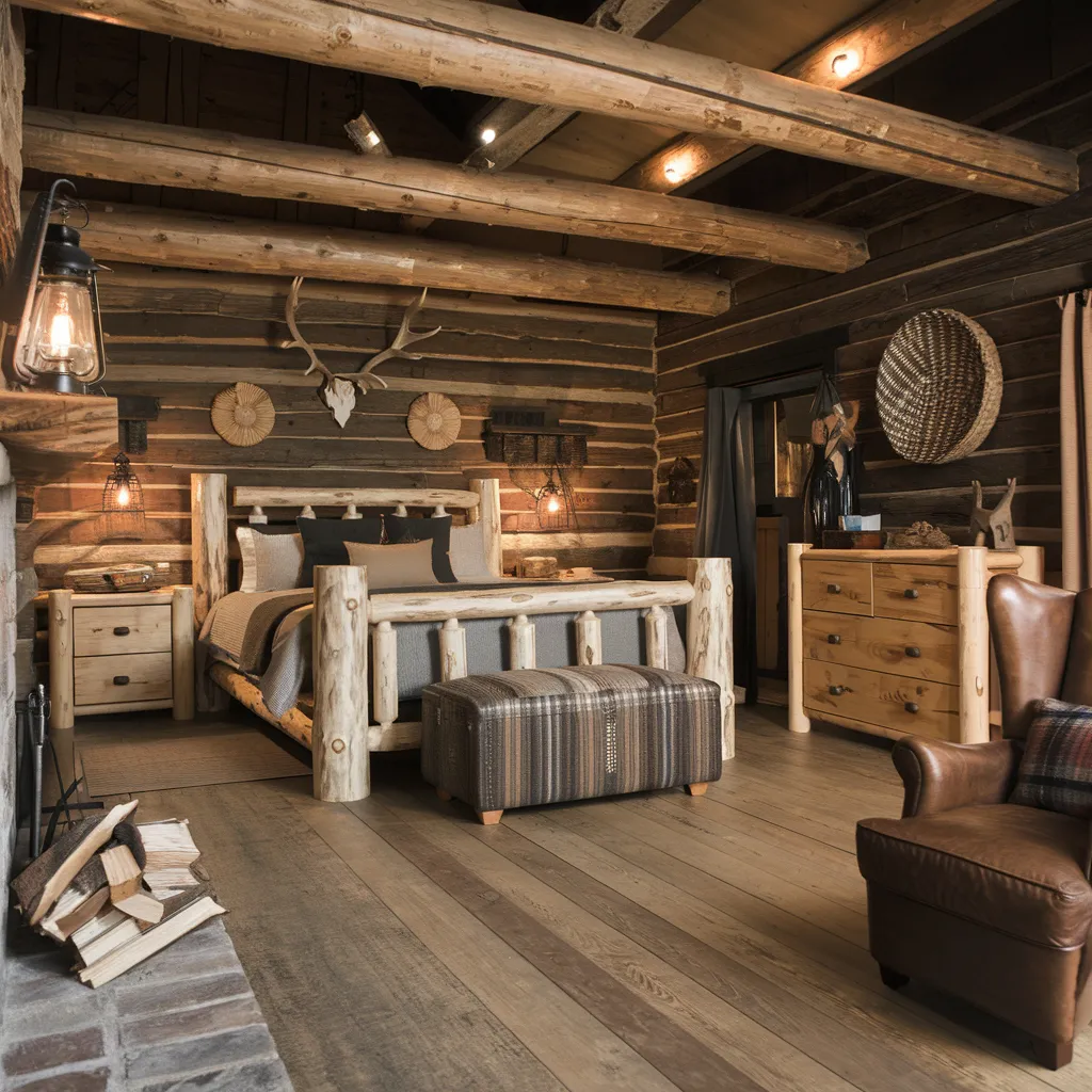 Rustic Cabin Men’s Bedroom Retreat