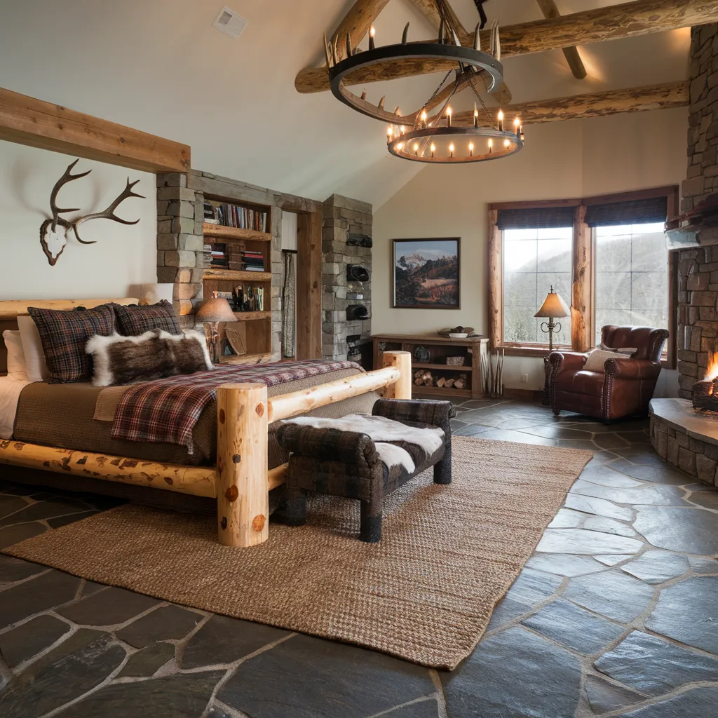 20+ Cozy Western Bedroom Styles That Never Go Out of Trend 9 Rustic Cozy Western Bedroom with Fireplace Warmth