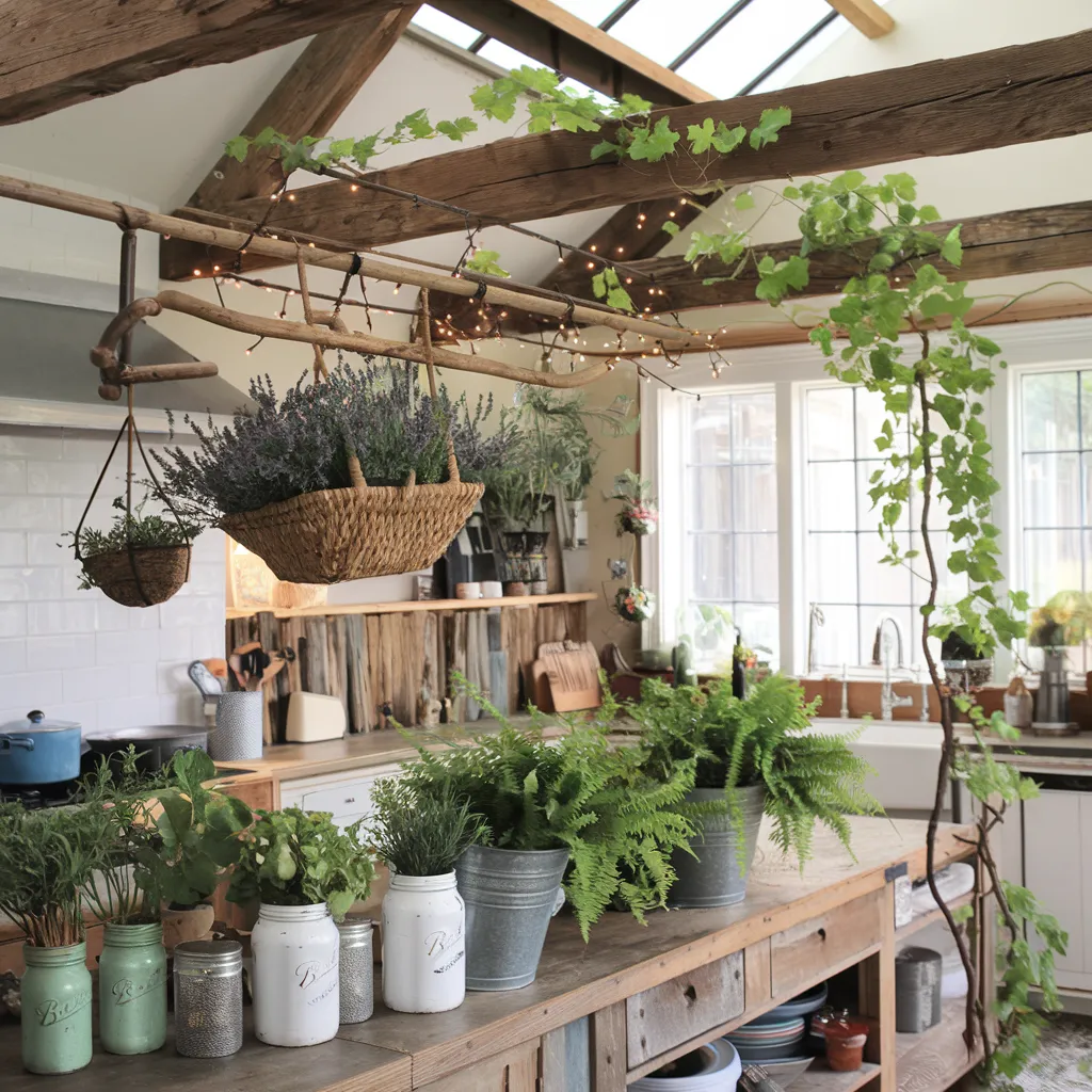 Indoor Plants Ideas That Will Instantly Transform Any Room Into a Lush Retreat 19 Rustic Farmhouse Kitchen – Fresh Greenery with Vintage Charm