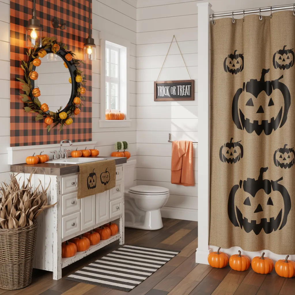 Halloween Bathroom Makeovers You’ll Want to Copy Before October 31st 30 Rustic Pumpkin Patch Bathroom