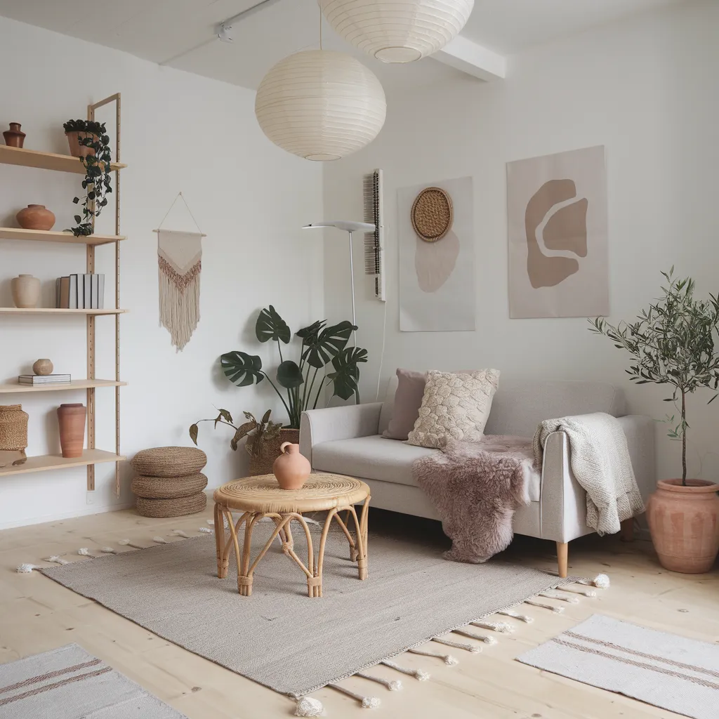 Cozy Yet Stylish: Boho Living Room Ideas That Feel Like a Dream 24 Scandinavian Boho Living Room with Minimalist Elegance