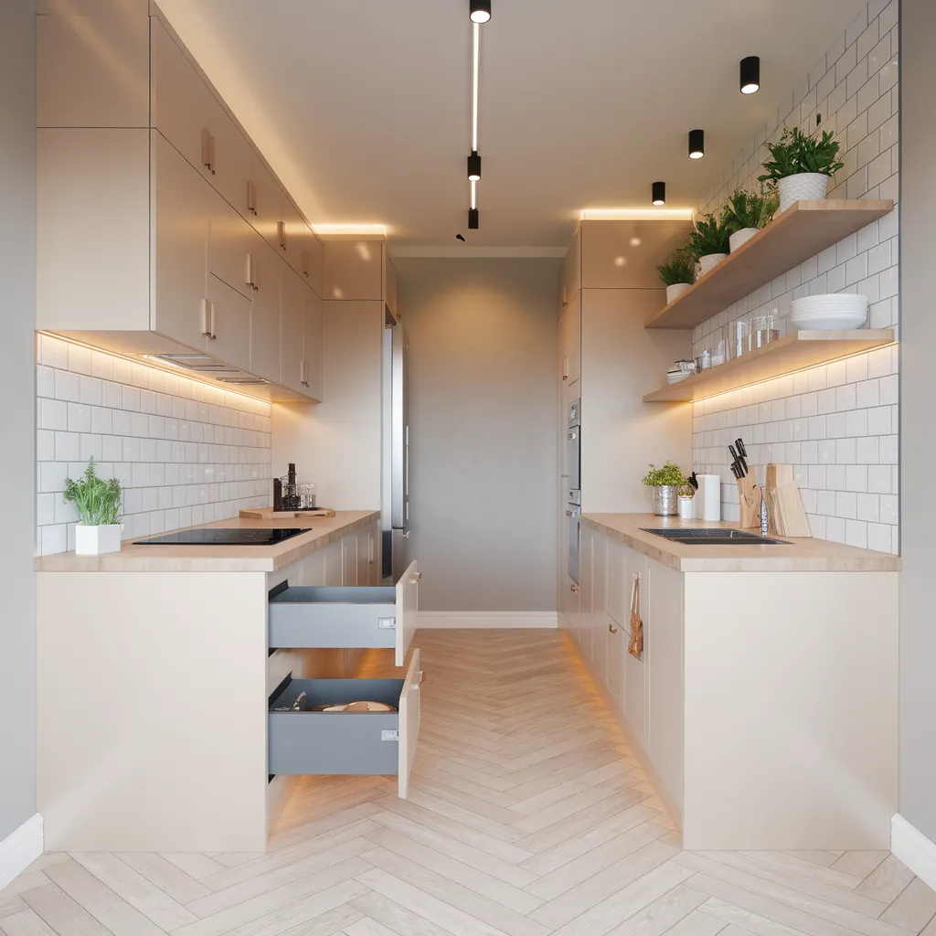 34 Small Kitchen Ideas That Make Tiny Spaces Look Huge 35 Scandinavian Minimalist Galley Kitchen