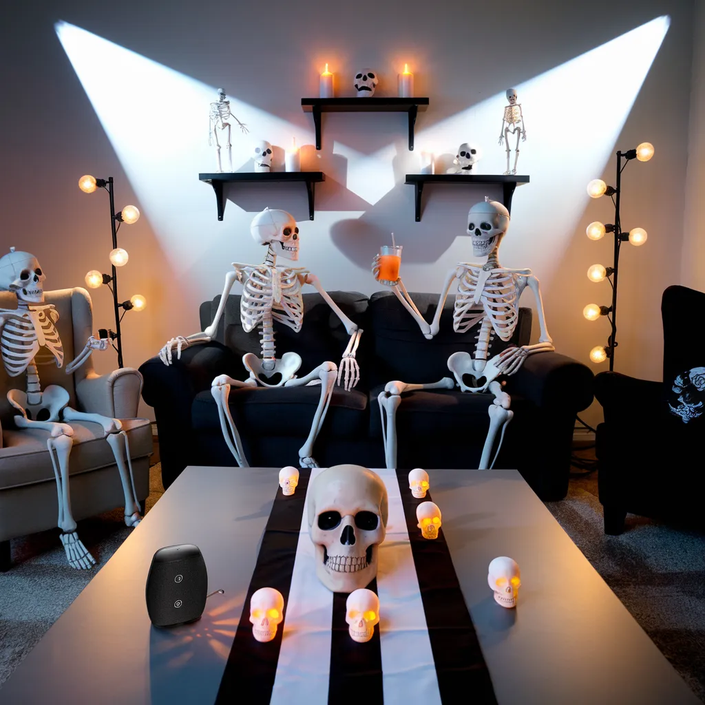 The Ultimate Halloween Living Room Inspiration Guide (Every Style Covered) 20 Skeleton Soiree Living Room