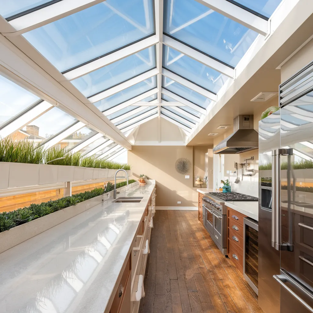 22 Jaw Dropping Modern Kitchen Ideas That Feel Like Pure Inspiration 2 Skylight Kitchen with Green Accents