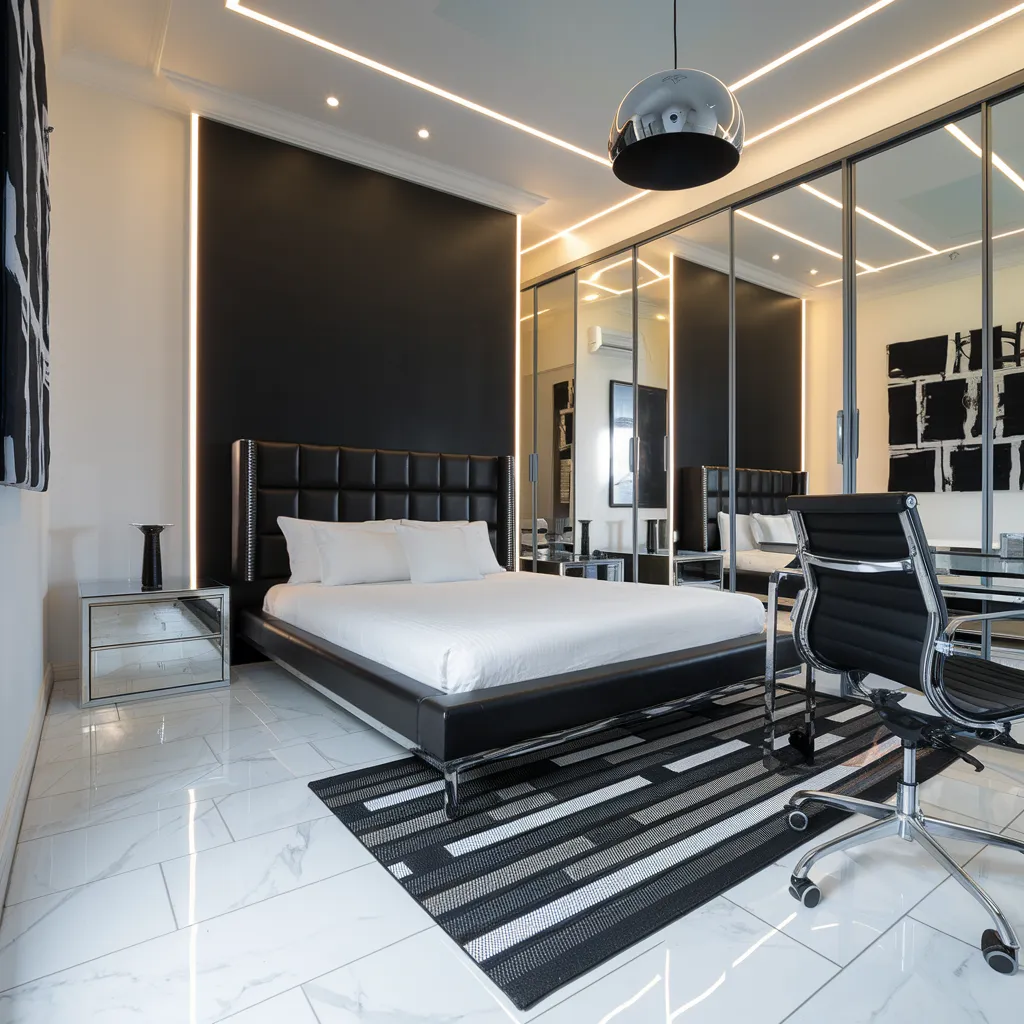 Sleek Monochrome Men’s Bedroom Design