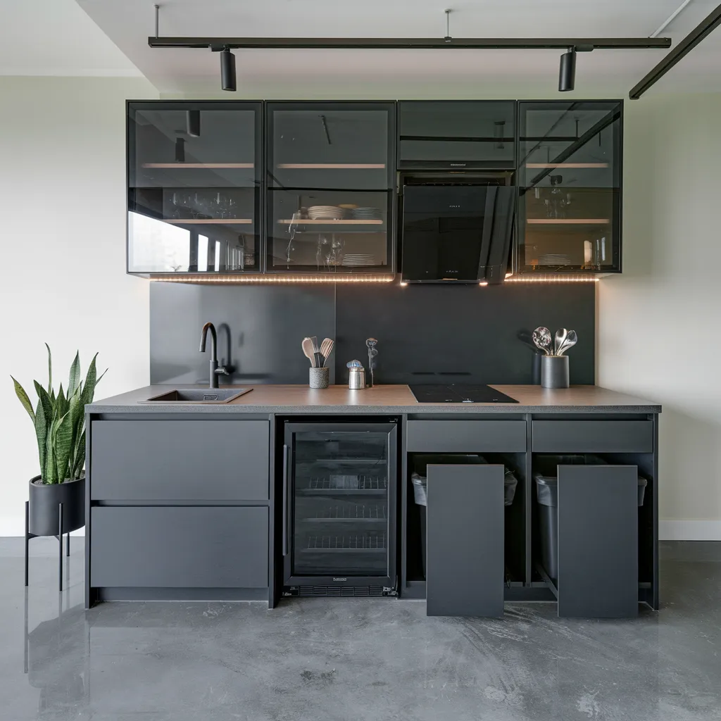 34 Small Kitchen Ideas That Make Tiny Spaces Look Huge 28 Sleek Noir Small Kitchen