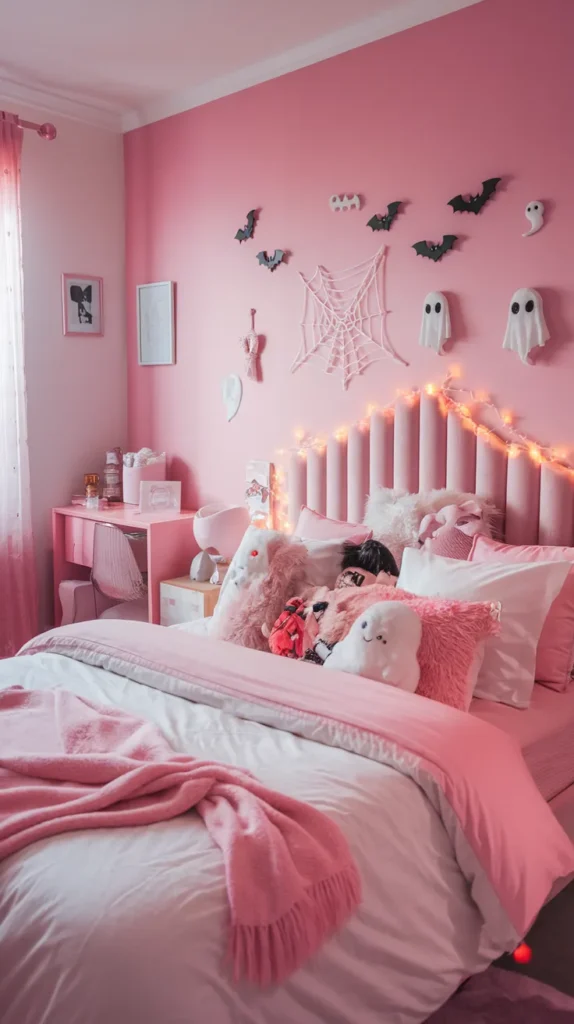Spooky & Stylish: Halloween Bedroom Ideas You’ll Love 11 Soft Pink Halloween Bedroom