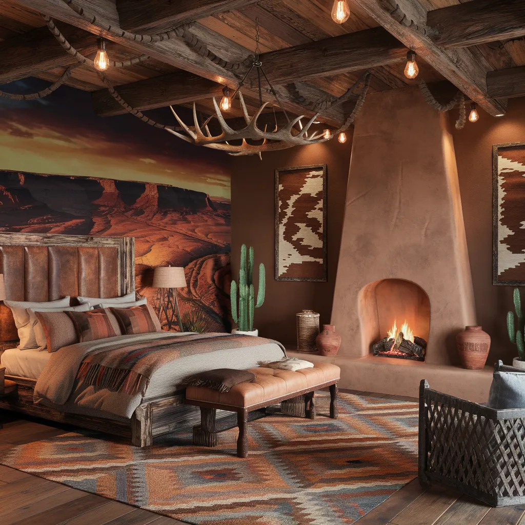 20+ Cozy Western Bedroom Styles That Never Go Out of Trend 6 Southwestern Cozy Western Bedroom with Desert Warmth