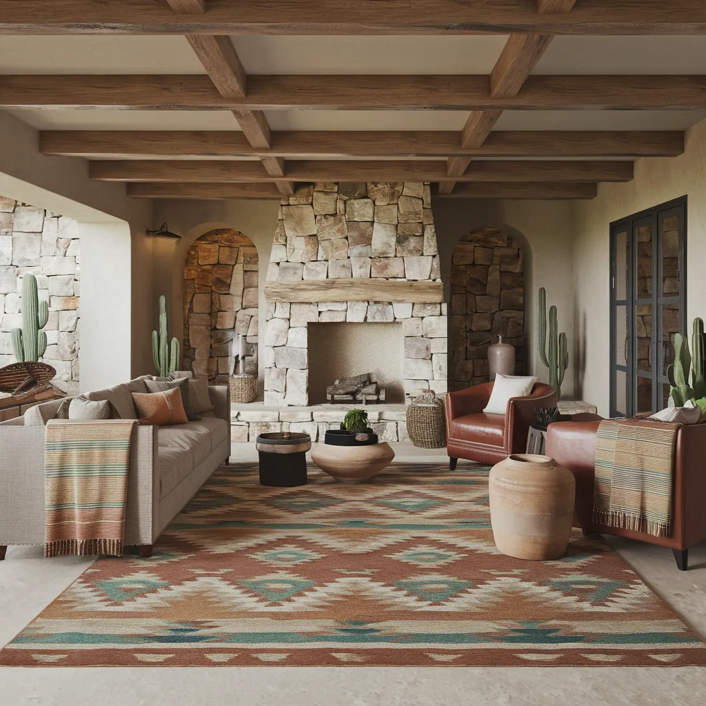 Rugs in Living Room Designs That Instantly Upgrade Your Space 20 Southwestern Geometric Rug in Living Room