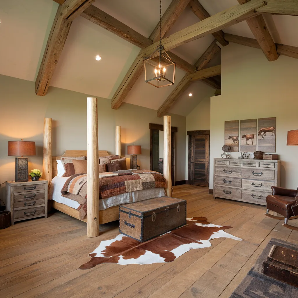 20+ Cozy Western Bedroom Styles That Never Go Out of Trend 22 Spacious Western Bedroom with Rustic Elegance