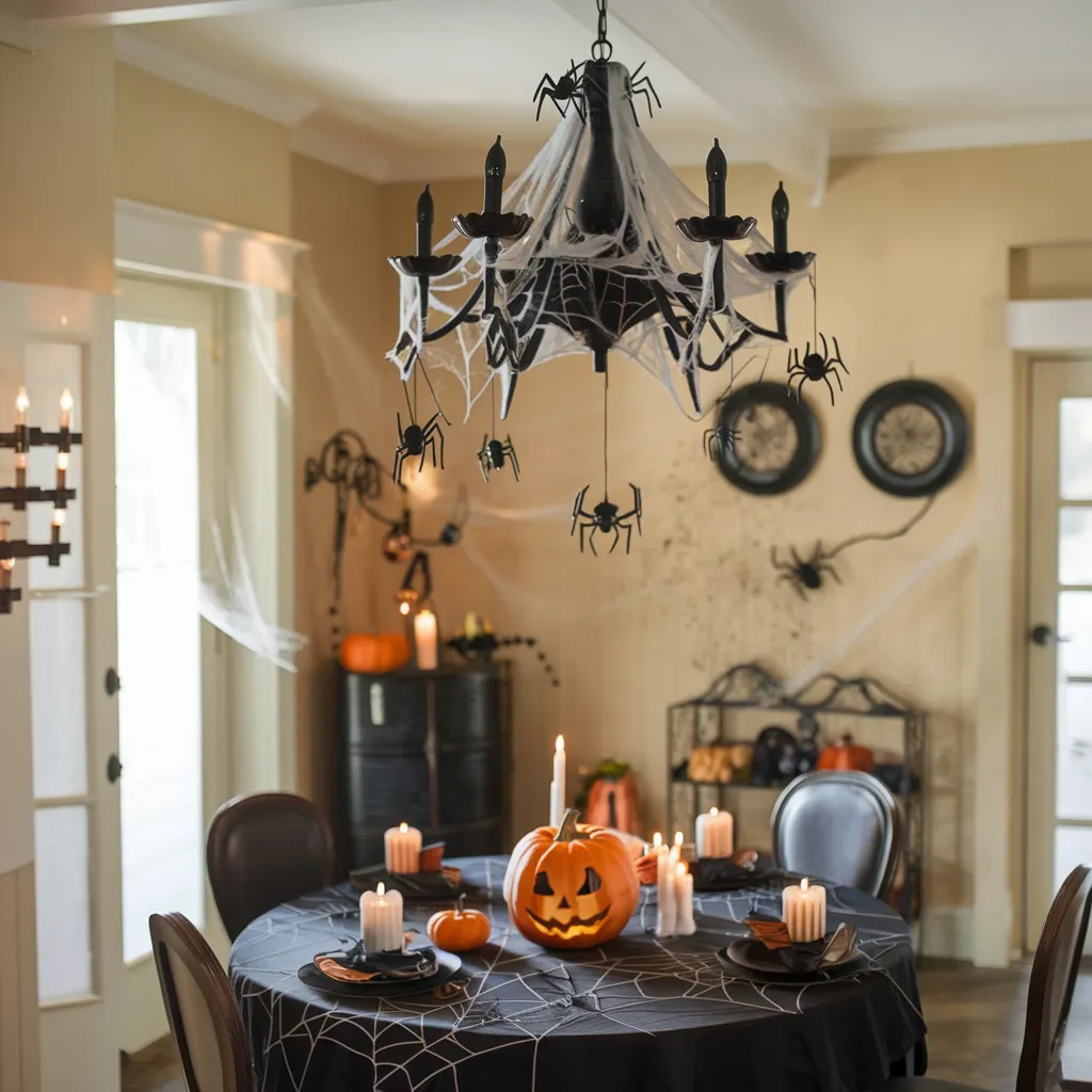 25+ Spooky-Chic Halloween Kitchen Decor Ideas You’ll Wish You Tried Sooner 4 Spiderweb Soiree Dining Room