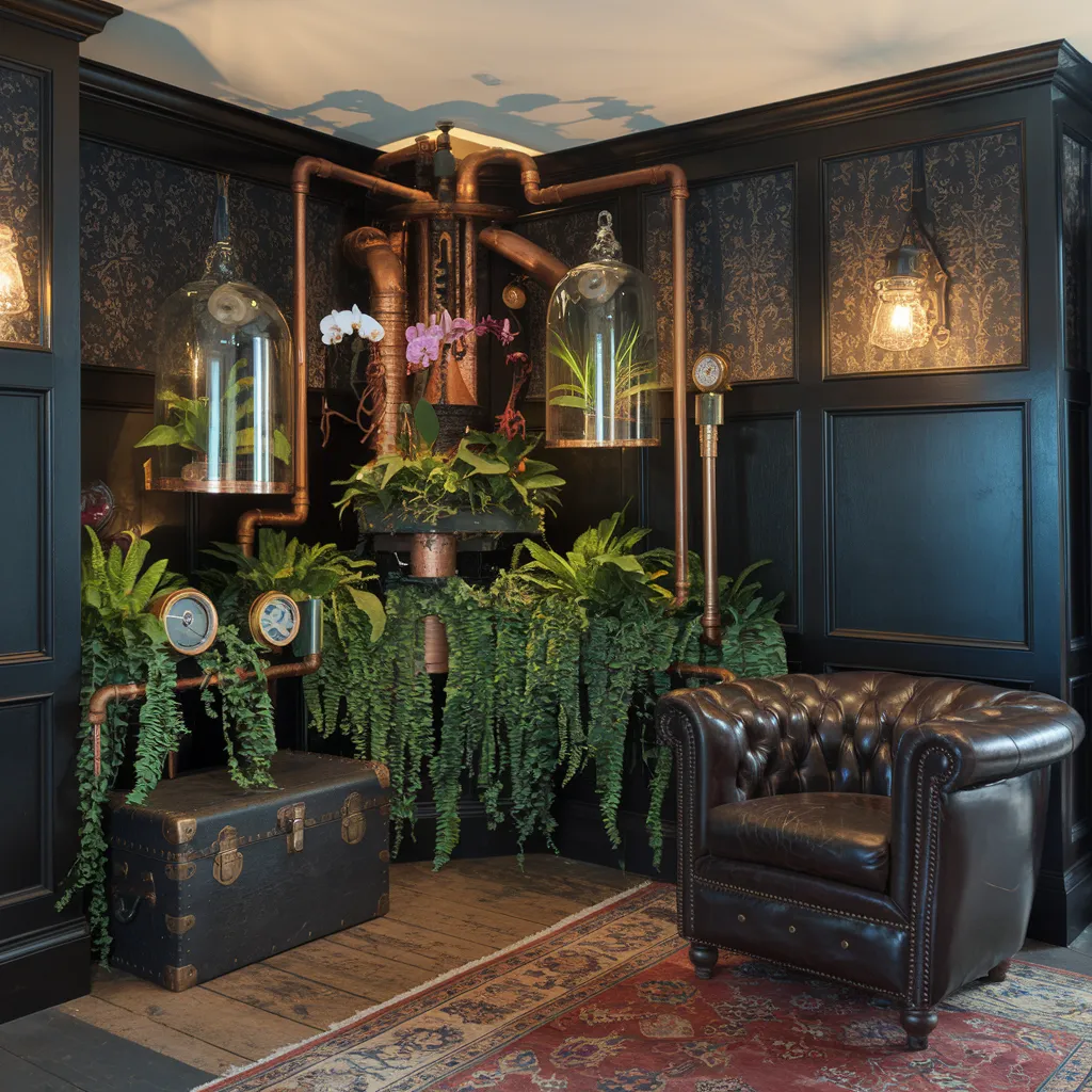 Indoor Plants Ideas That Will Instantly Transform Any Room Into a Lush Retreat 16 Steampunk Conservatory Corner – Industrial Fantasy Meets Living Green