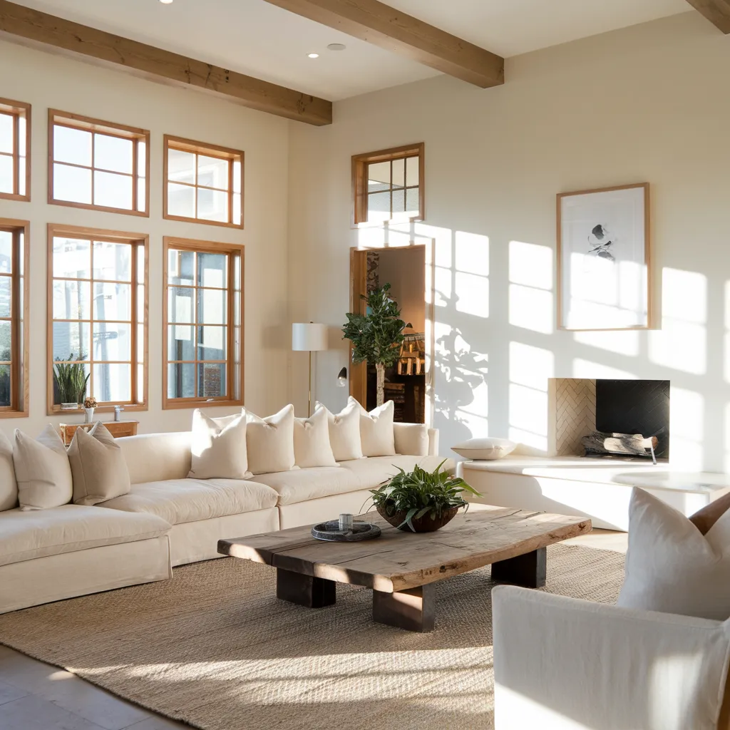 Warm Rustic Living Room Ideas You’ll Wish You Tried Sooner 14 Sun-Drenched Rustic Living Room with Natural Textures