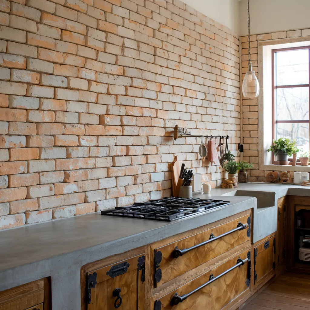 32+ Jaw-Dropping Kitchen Backsplash Ideas You Haven’t Seen Yet 16 Textured Brick for Urban Charm