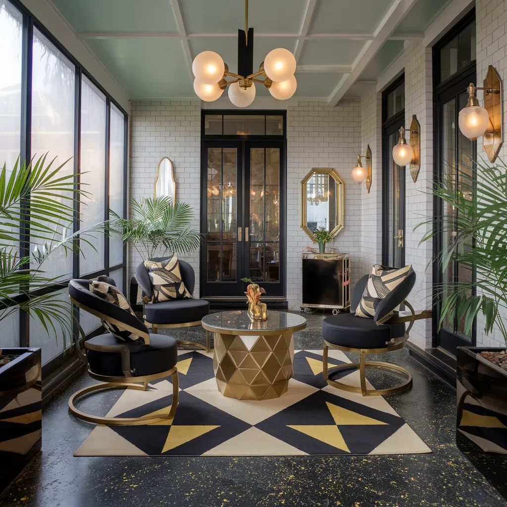 Porch Decorating Ideas That Will Make You Fall in Love With Your Home Again 19 The Glamorous Art Deco Sunroom