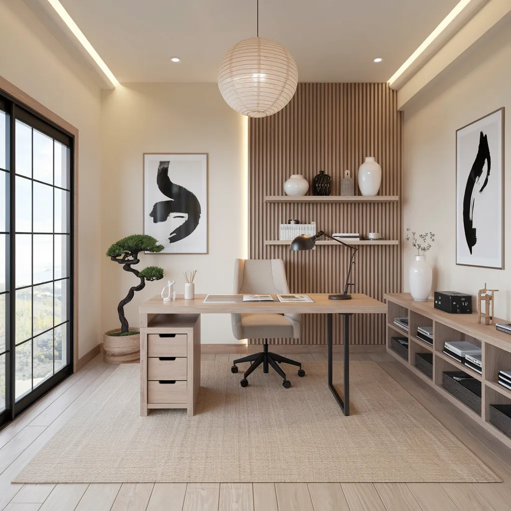 24+ Jaw-Dropping Home Office Ideas That Look Insanely Expensive 15 Tranquil Japandi Retreat