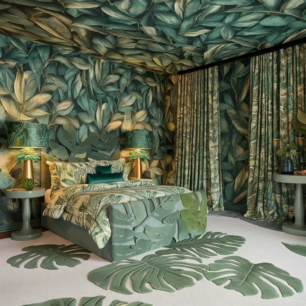 Tropical Green Jungle Bedroom