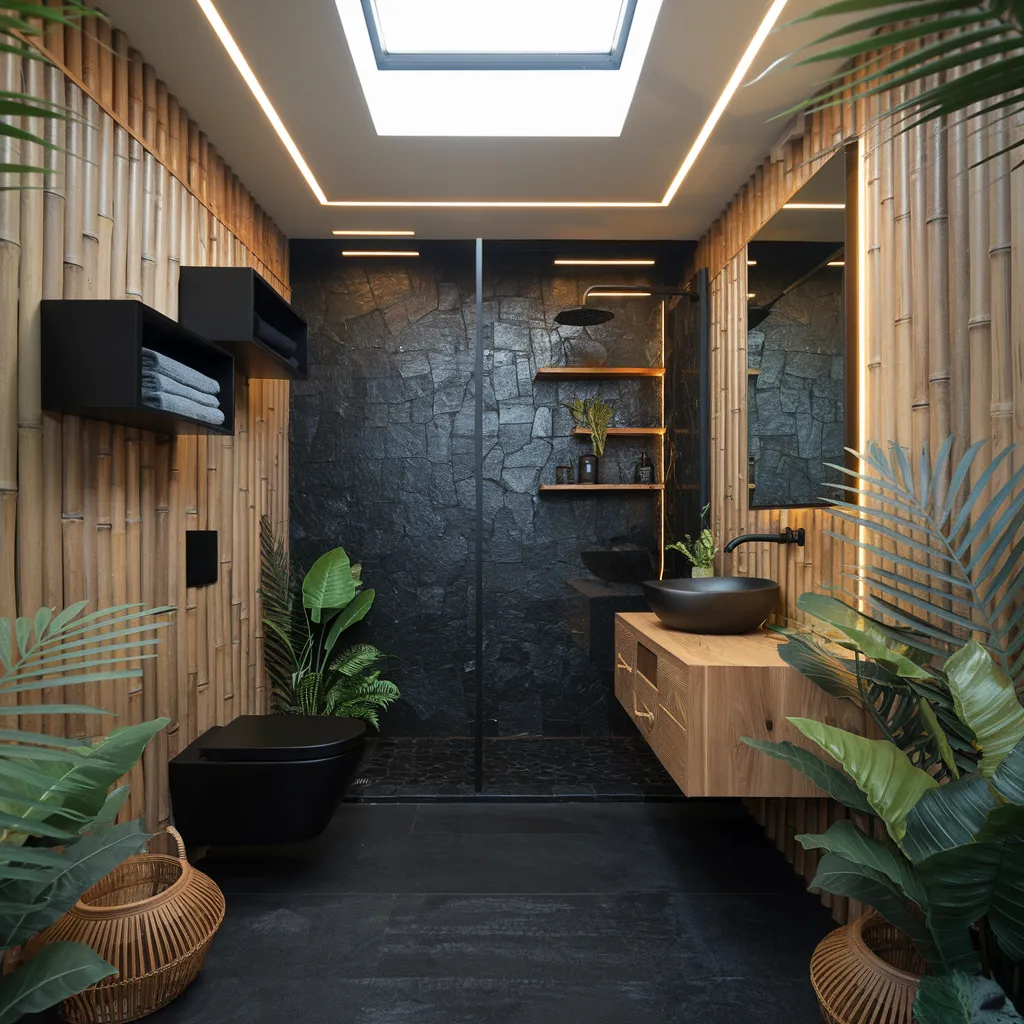 Tropical Noir Bathroom