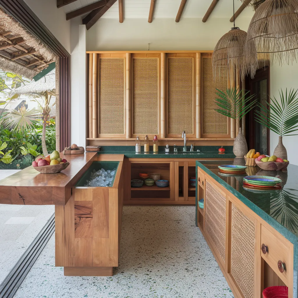 Tropical Oasis Retreat – Kitchen with Island Soul