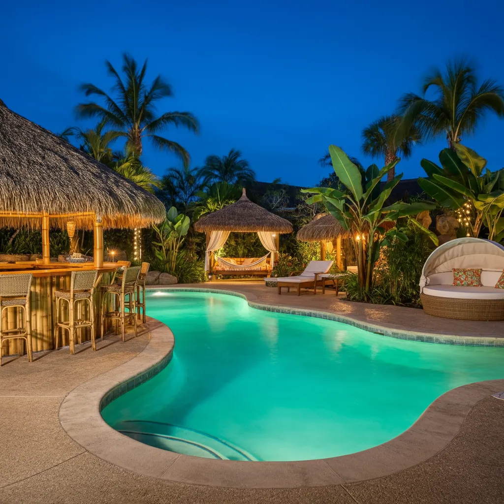 24+ Dreamy Pool Ideas That Blend Style, Comfort, and Luxury 14 Tropical Paradise Pool
