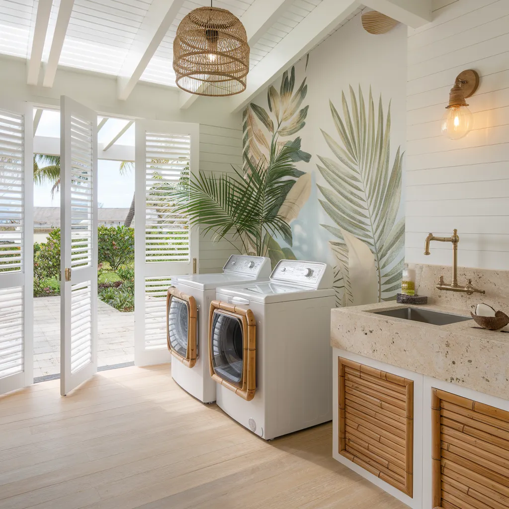 27+ Genius Laundry Room Ideas That Will Make You Love Doing Chores 5 Tropical Style Laundry Room