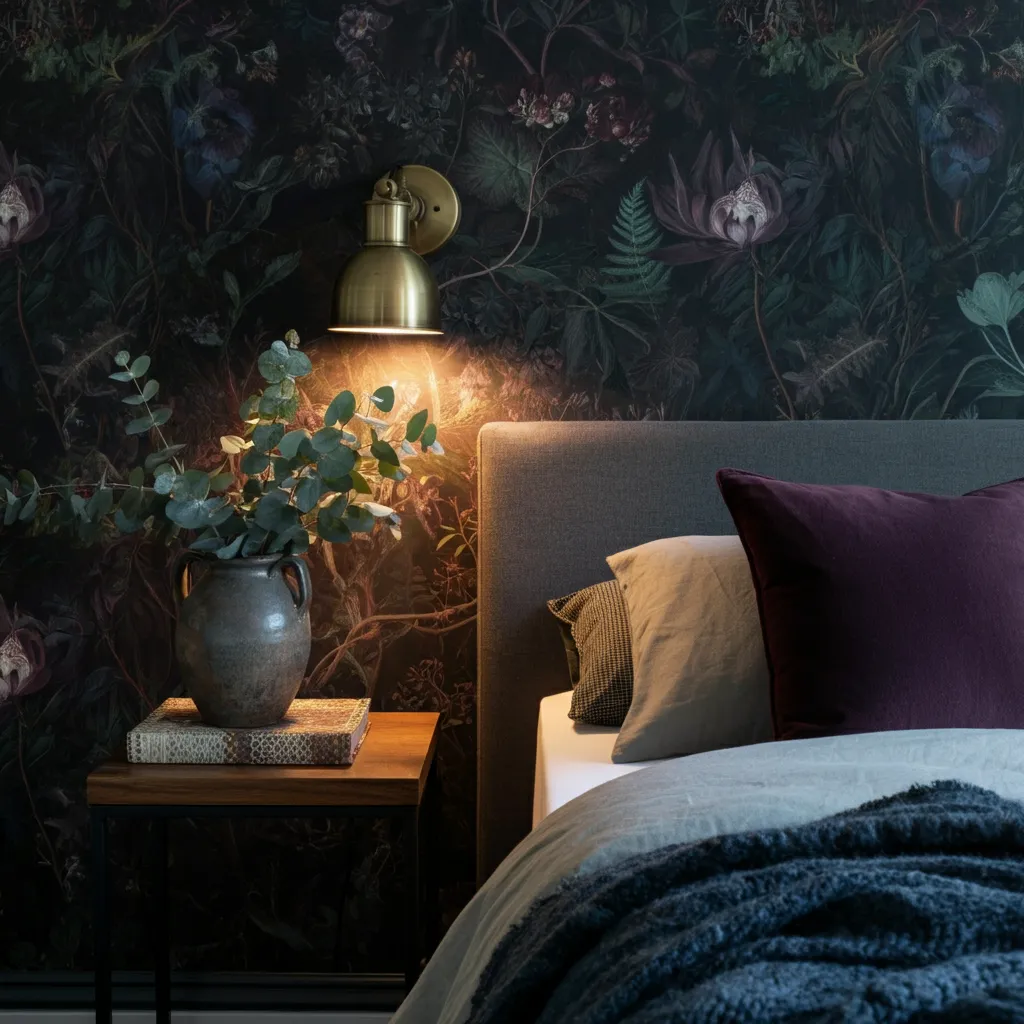 32+ Dark Nature Aesthetic Bedrooms That Feel Like a Peaceful Forest Retreat 19 Twilight Botanicals