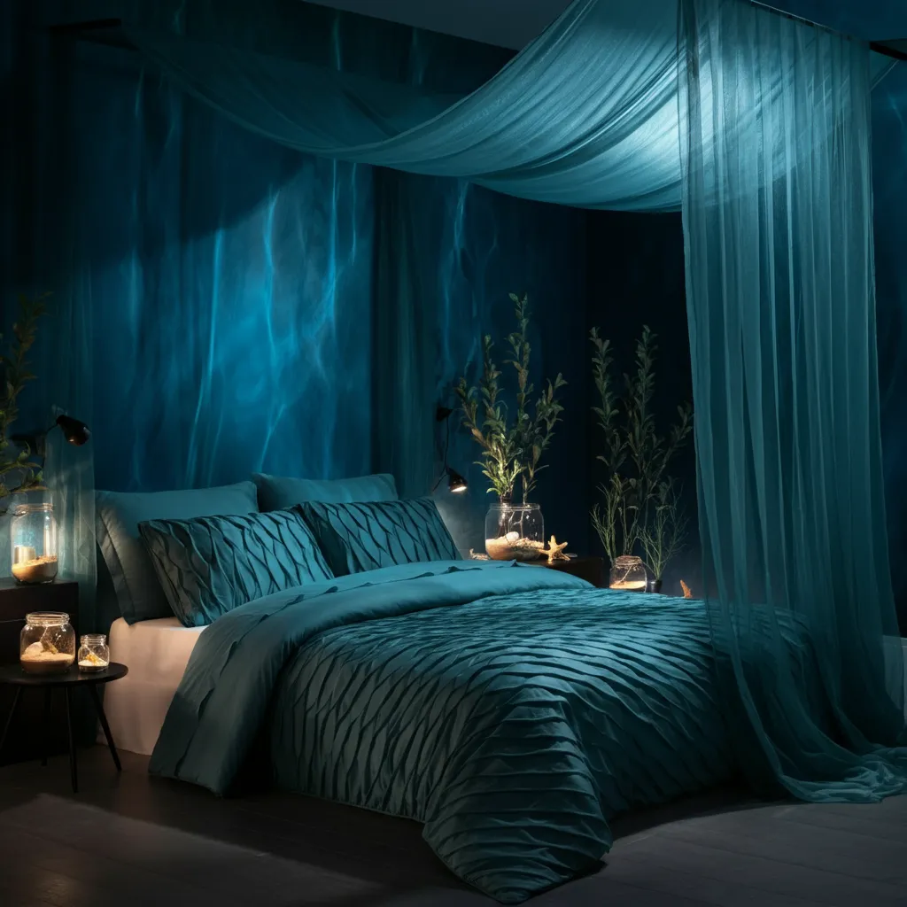 32+ Dark Nature Aesthetic Bedrooms That Feel Like a Peaceful Forest Retreat 34 Undersea Shadows