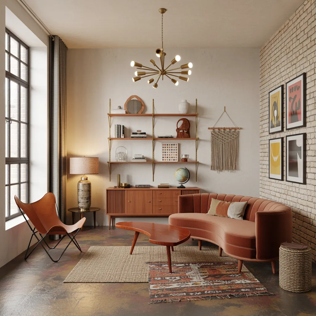 Steal These Designer-Approved Mid Century Modern Living Room Ideas 23 Urban Boho Mid-Century Loft Living Room