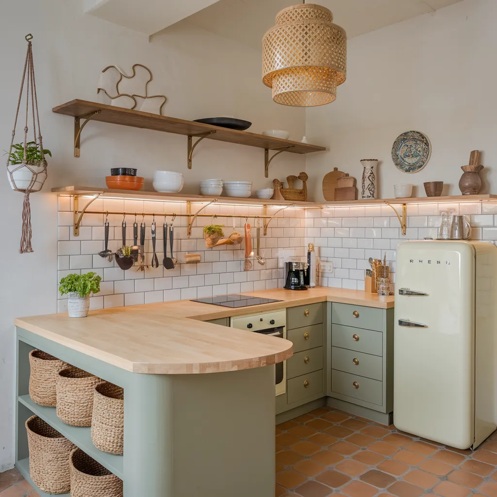 34 Small Kitchen Ideas That Make Tiny Spaces Look Huge 13 Urban Boho Small Kitchen
