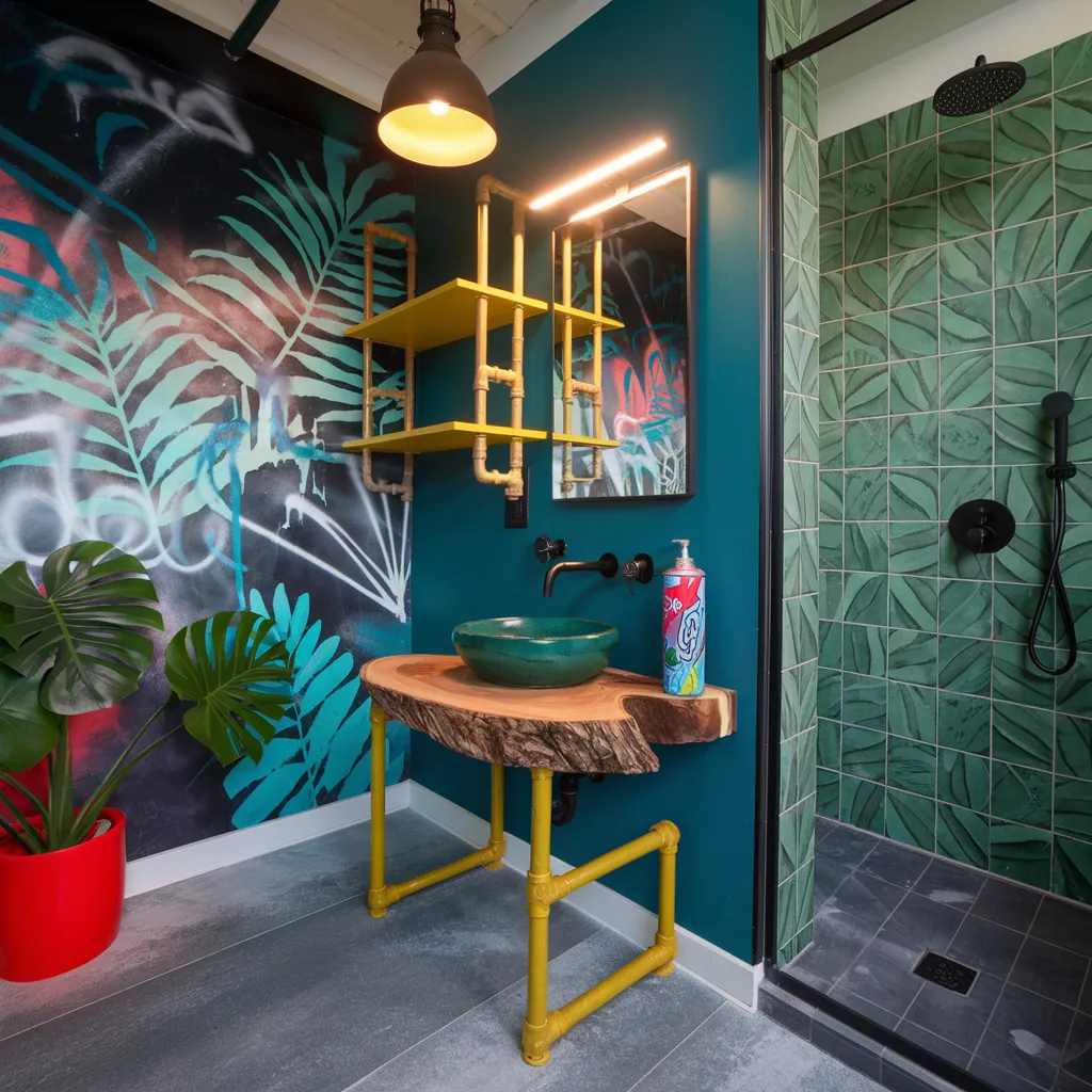20 Small Funky Bathroom Ideas That Will Make You Rethink Your Space 6 Urban Jungle Graffiti Bathroom