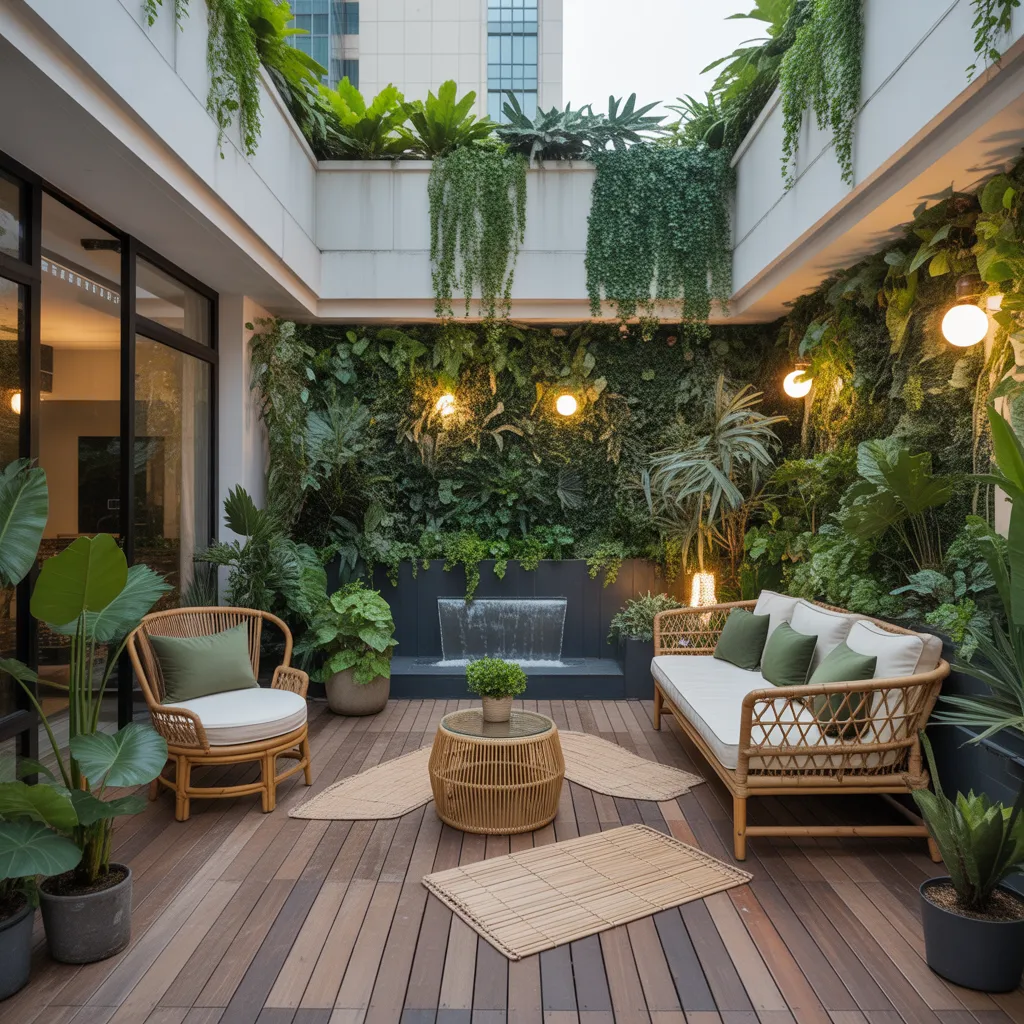 Urban Jungle Terrace with Green Wall