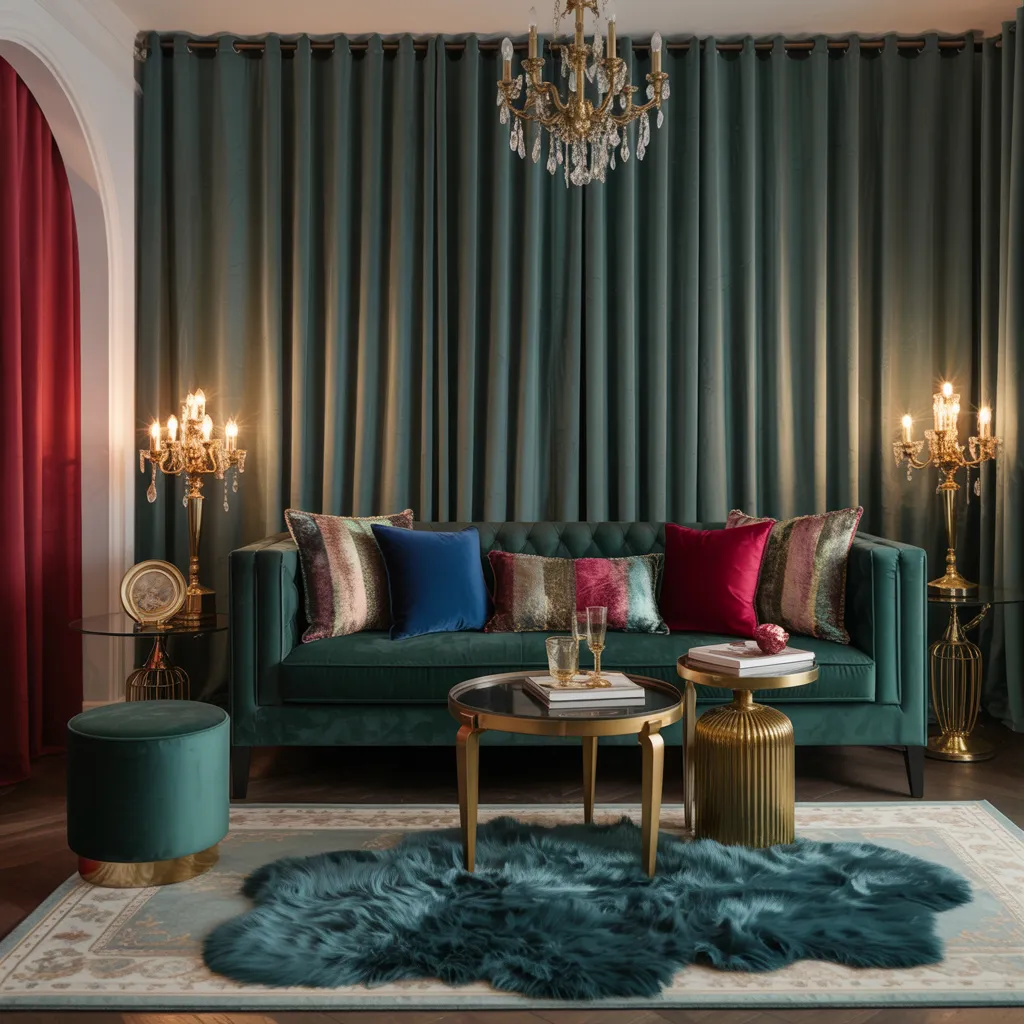 Modern Luxury Living Rooms You Can Actually Copy on Any Budget 19 Velvet Elegance with Rich Jewel Tones