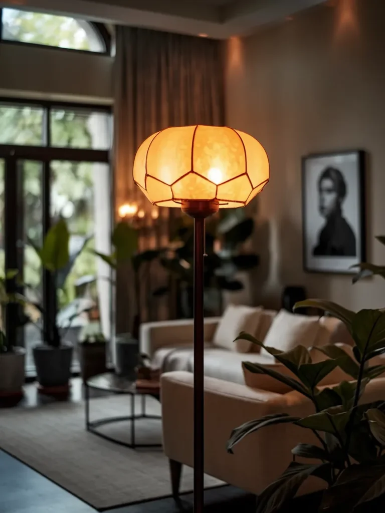 Living Room Lamp Ideas That Instantly Make a Room Look Expensive 2 Vintage Amber Glow Floor Lamp
