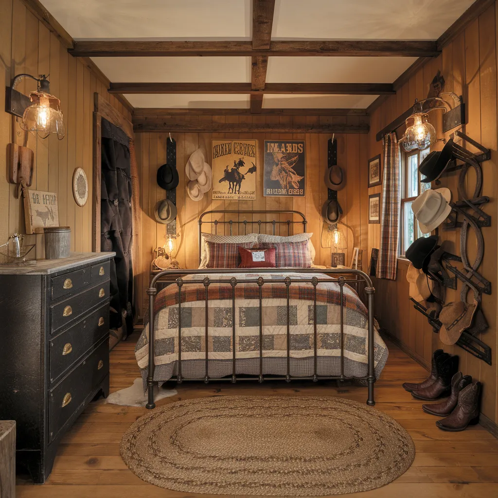 20+ Cozy Western Bedroom Styles That Never Go Out of Trend 15 Vintage Cozy Western Bedroom with Cowboy Charm