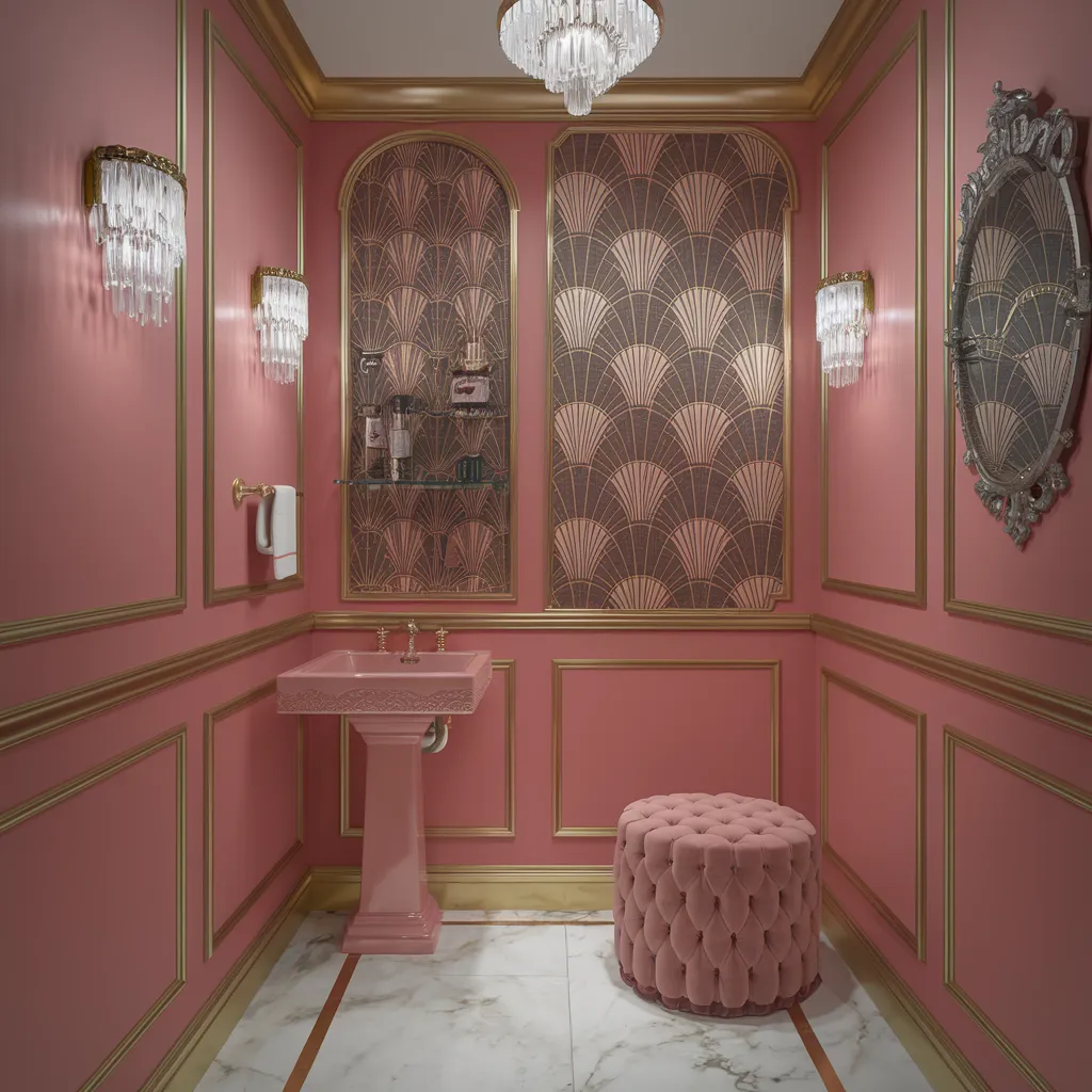 20 Small Funky Bathroom Ideas That Will Make You Rethink Your Space 19 Vintage Glam Powder Room