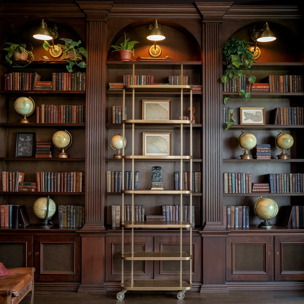 The Ultimate Guide to Shelf Decor Ideas for Small and Large Spaces 21 Vintage Library Shelves with Rolling Ladder