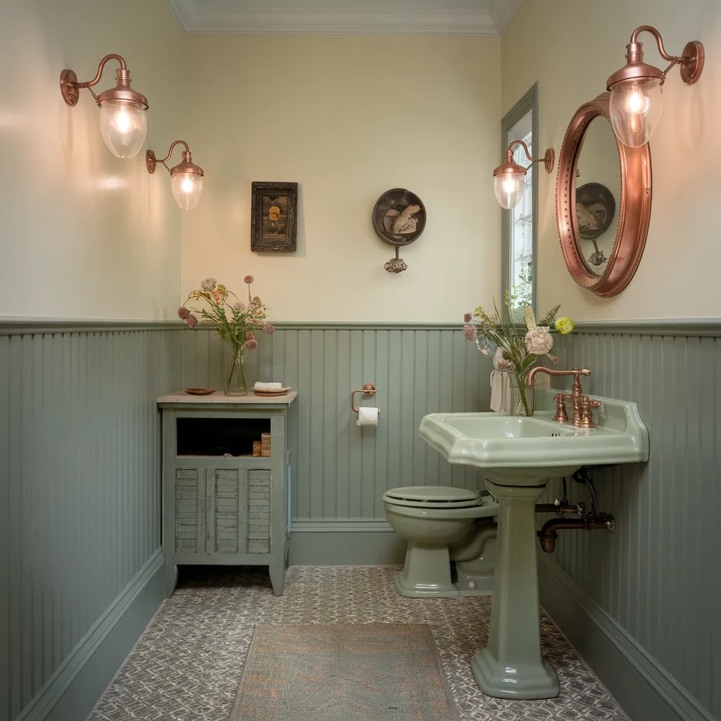 The Ultimate Guide to Sage Green Bathrooms That Feel Like Retreats 21 Vintage Sage Green Bathroom with Rustic Elegance