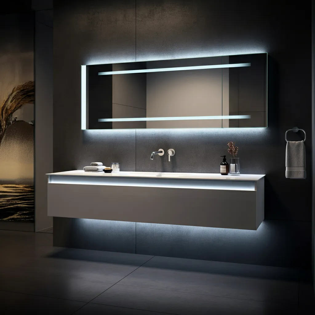 24 Bathroom Vanity Ideas So Beautiful, You’ll Want to Remodel Today 21 Wall-Mounted Vanity LED Underglow