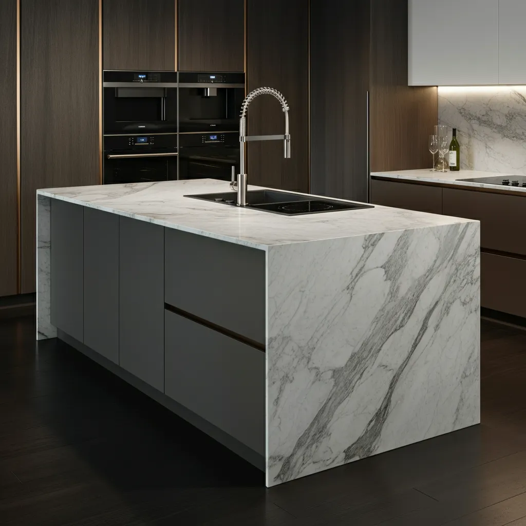 The Ultimate List of Kitchen Island Ideas That Actually Make Life Easier 7 Waterfall Edge Kitchen Island