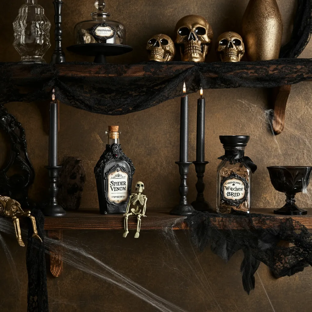 25+ Spooky-Chic Halloween Kitchen Decor Ideas You’ll Wish You Tried Sooner 20 Wicked Potion Shelf
