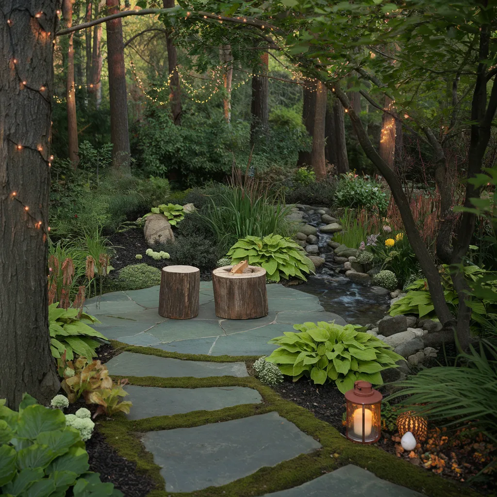 Woodland Escape with Streamside Seating